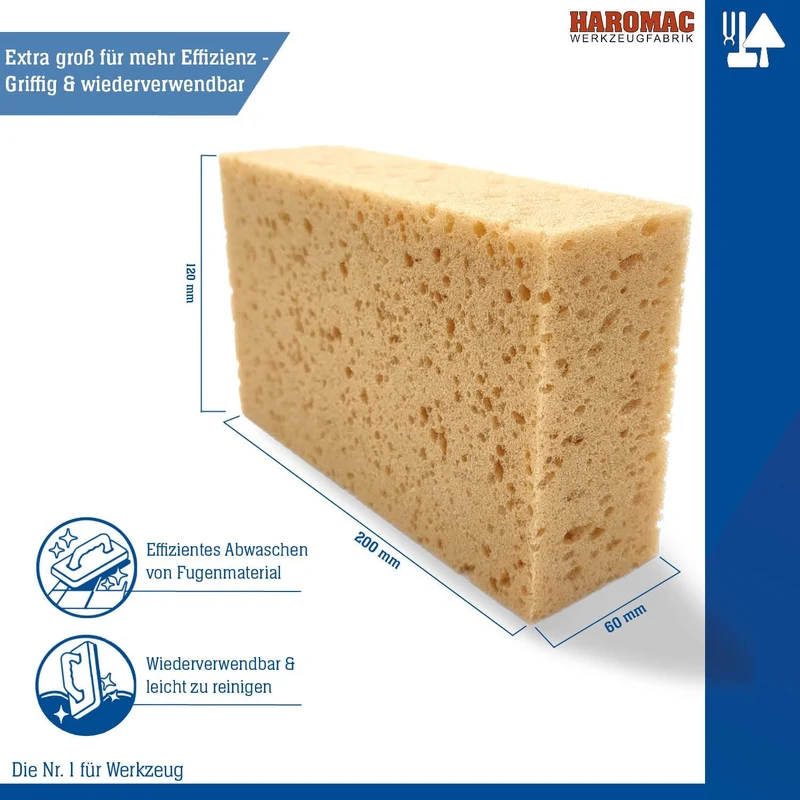 10 x Allzweckschwamm Made in Germany – 200x130mm | Fliesenschwamm, Hydroqualität, Abriebfest & saugstark, universelle Reinigung für Baustellen, KFZ & Haushalt | Beständig gegen Öle & Chemikalien