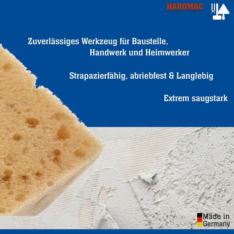10 x Allzweckschwamm Made in Germany – 200x130mm | Fliesenschwamm, Hydroqualität, Abriebfest & saugstark, universelle Reinigung für Baustellen, KFZ & Haushalt | Beständig gegen Öle & Chemikalien