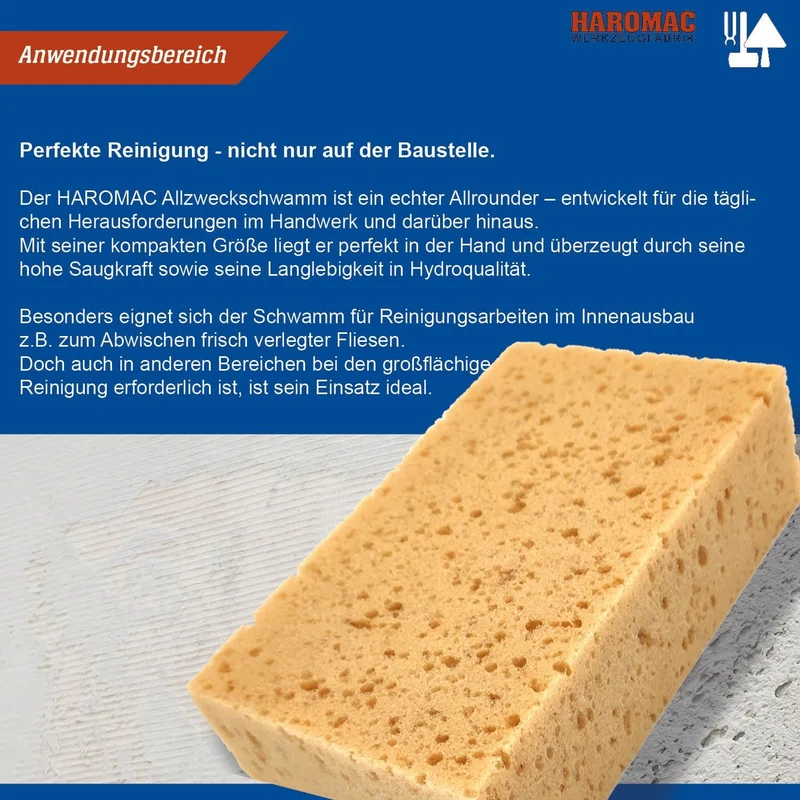 10 x Allzweckschwamm Made in Germany – 200x130mm | Fliesenschwamm, Hydroqualität, Abriebfest & saugstark, universelle Reinigung für Baustellen, KFZ & Haushalt | Beständig gegen Öle & Chemikalien