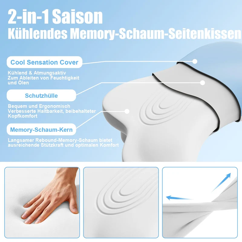Ergonomisches Seitenschläferkissen Mit Armausschnitt – Orthopädisches Nackenstützkissen Aus Memory-Schaum Für Nacken Und Schultern – Kissen Für Seiten-, Rücken- Und Bauchschläfer