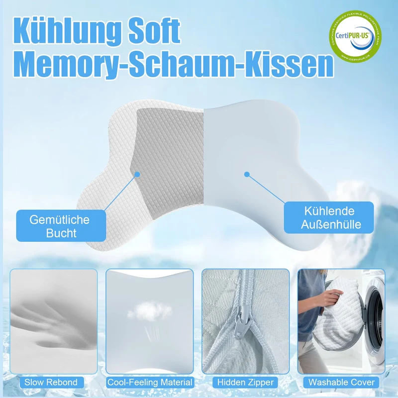 Ergonomisches Seitenschläferkissen Mit Armausschnitt – Orthopädisches Nackenstützkissen Aus Memory-Schaum Für Nacken Und Schultern – Kissen Für Seiten-, Rücken- Und Bauchschläfer