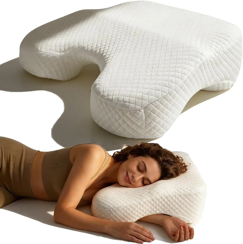 Seitenschläferkissen mit 3 Armloch, 2 in 1 Ergonomisches Seitenschläferkissen, Orthopädisches Nackenstützkissen aus Memory Foam, Kissen für Seitenschläfer, Rücken- und Bauchschläfer