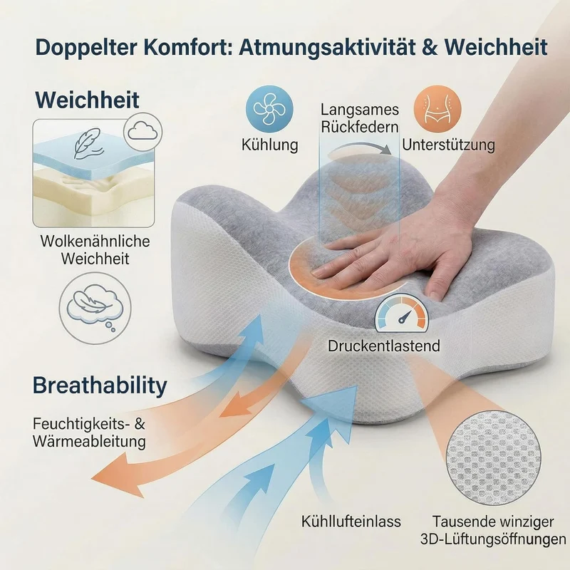 Kniekissen für Seitenschläfer – Ergonomisches Beinkissen mit Extra-Langem Design, unterstützt Oberschenkel & Knie, steigert Schlafkomfort, mit Abnehmbarem & Waschbarem Bezug