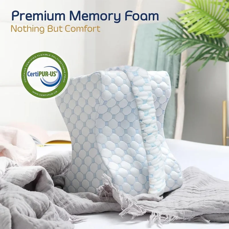 Kniekissen für Seitenschläfer Ergonomisches Beinkissen aus Memory-Schaum Atmungsaktiv Waschbarer Bezug Komfortkissen für Beine Schlafen Reisen Sofa