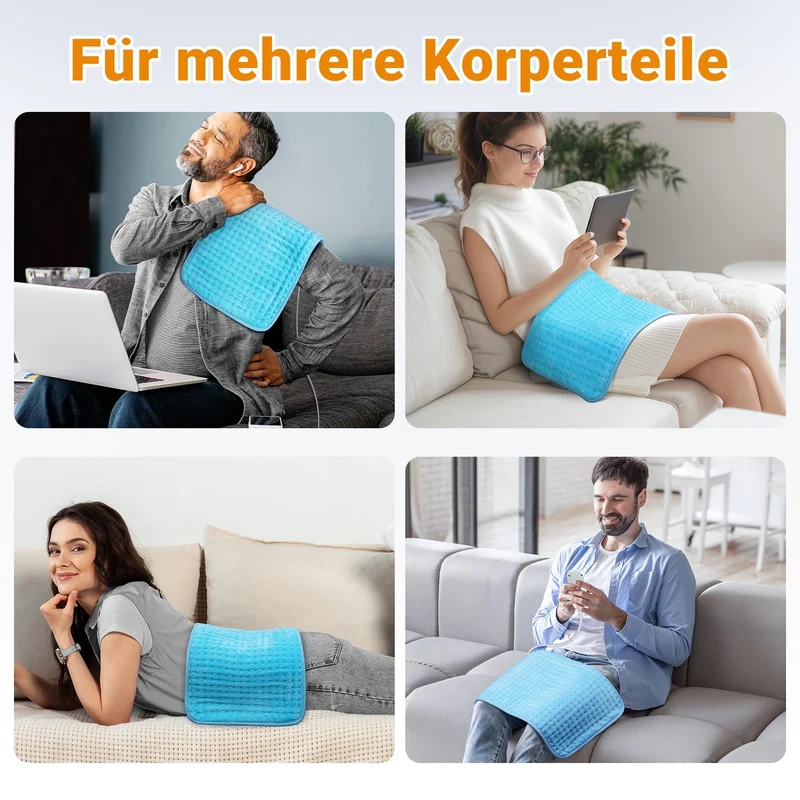 Ultraweiches Heizkissen mit automatischem Ausschalten, elektrisches Heizkissen mit Sicherheitssystem für Rücken, Hals, Schultern, Bauch, maschinenwaschbare Heizdecke (30 x 60 cm)