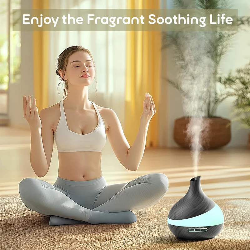 500 ml Aroma Diffusor, Upgrade Diffusor für große Räume, Aromatherapie Diffusor mit Fernbedienung, 4-Timer-Einstellungen, 14 Farben, LED, Automatische Abschaltfunktion