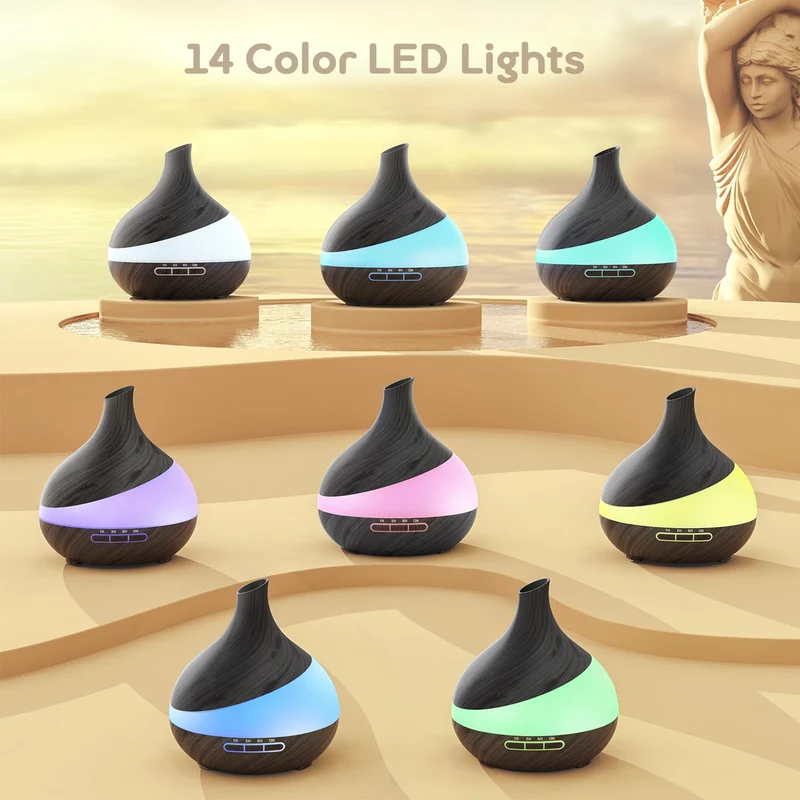 500 ml Aroma Diffusor, Upgrade Diffusor für große Räume, Aromatherapie Diffusor mit Fernbedienung, 4-Timer-Einstellungen, 14 Farben, LED, Automatische Abschaltfunktion