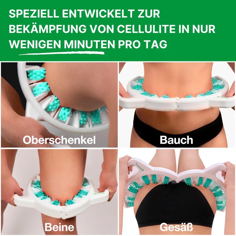 Cellulite Massagegerät Made in Italy, Anticellulite-Gerät mit konvergenten und divergenten Rollen zum Heben, Anziehen und Glätten der Haut, Grün