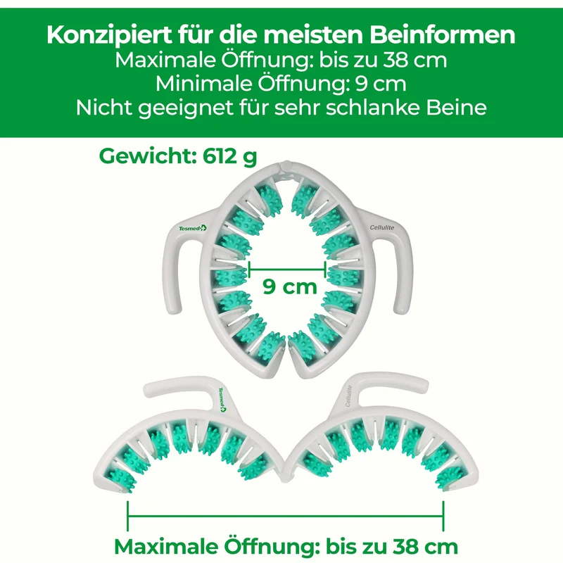 Cellulite Massagegerät Made in Italy, Anticellulite-Gerät mit konvergenten und divergenten Rollen zum Heben, Anziehen und Glätten der Haut, Grün