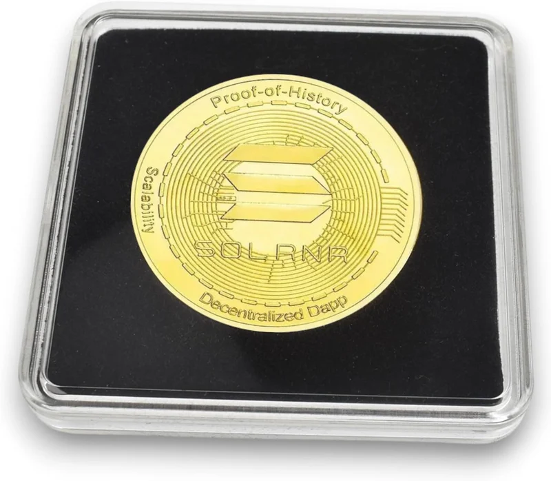 Crypto Bitcoin Coin / 24 Karat Gold / Inklusive elegantes Plexiglas-Münzgehäuse