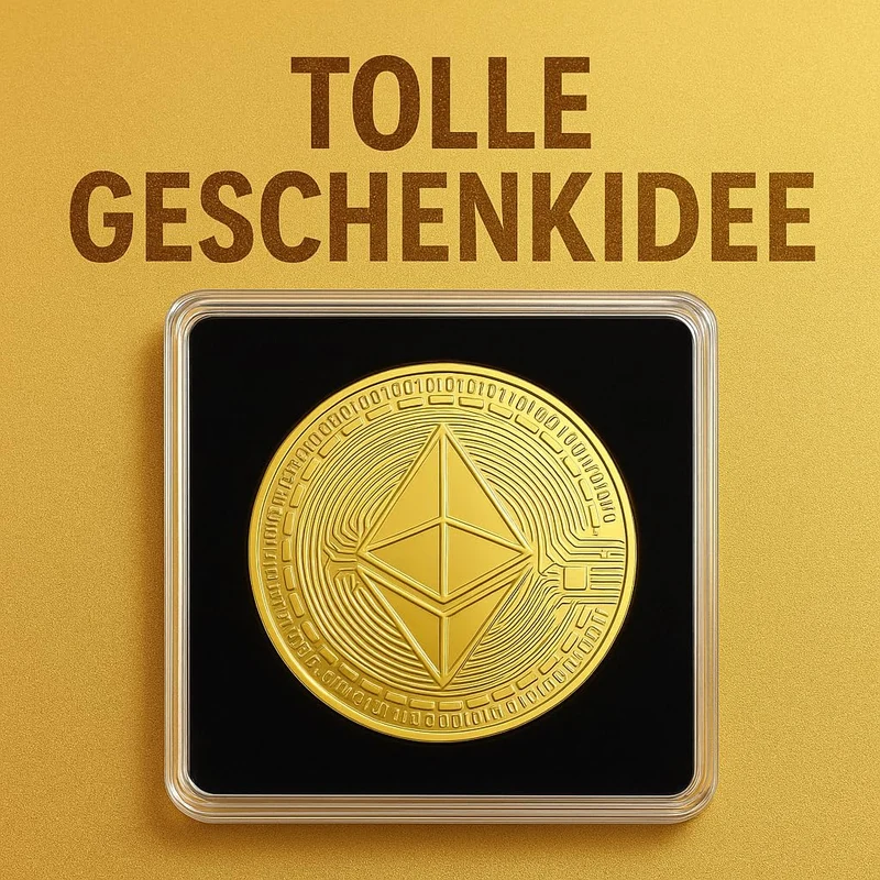 Crypto Bitcoin Coin / 24 Karat Gold / Inklusive elegantes Plexiglas-Münzgehäuse