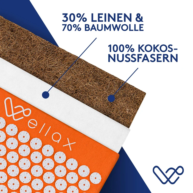 Akupressurmatte mit Kissen - Gefüllt mit 100% Kokosfasern - Löst Verspannungen & fördert Durchblutung - Massage Matte mit Akupressurkissen - Ausgezeichnet von Vergleich.org