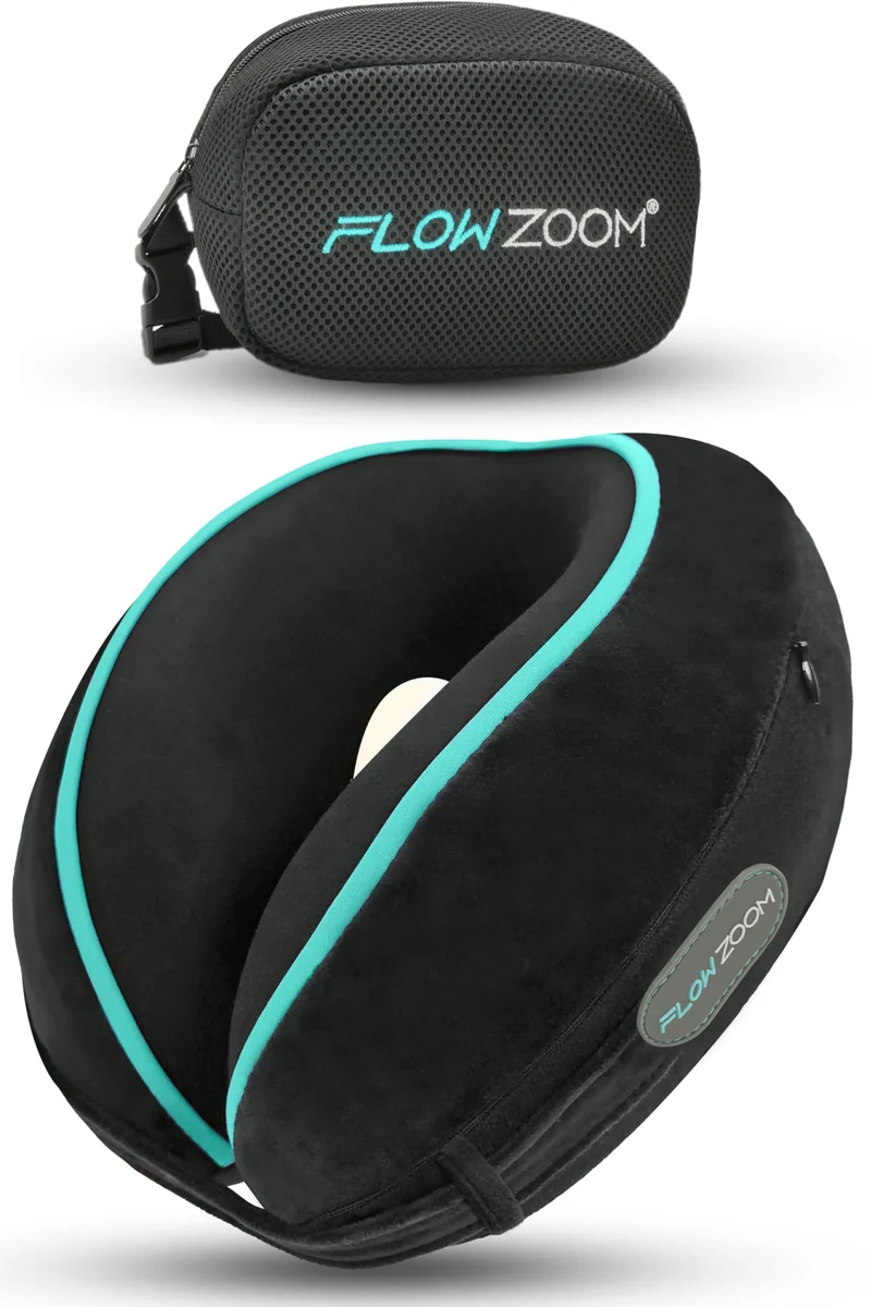Bequemer Neck Cushion Flugzeug & Auto Reisekissen Memory Foam mit schlankem Rücken und waschbarer Abdeckung (Velvet Soft & Breathable) - Neck Cushion Adults Grey