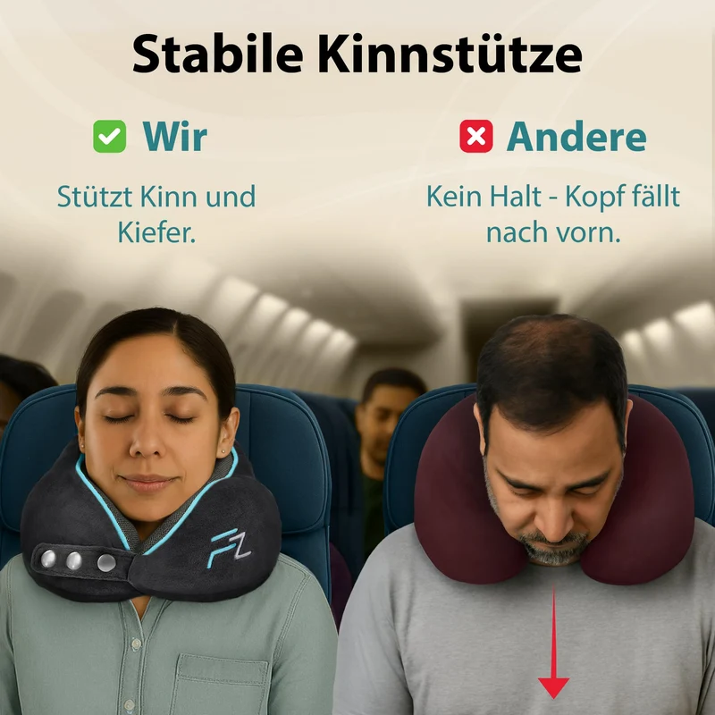 Bequemer Neck Cushion Flugzeug & Auto Reisekissen Memory Foam mit schlankem Rücken und waschbarer Abdeckung (Velvet Soft & Breathable) - Neck Cushion Adults Grey