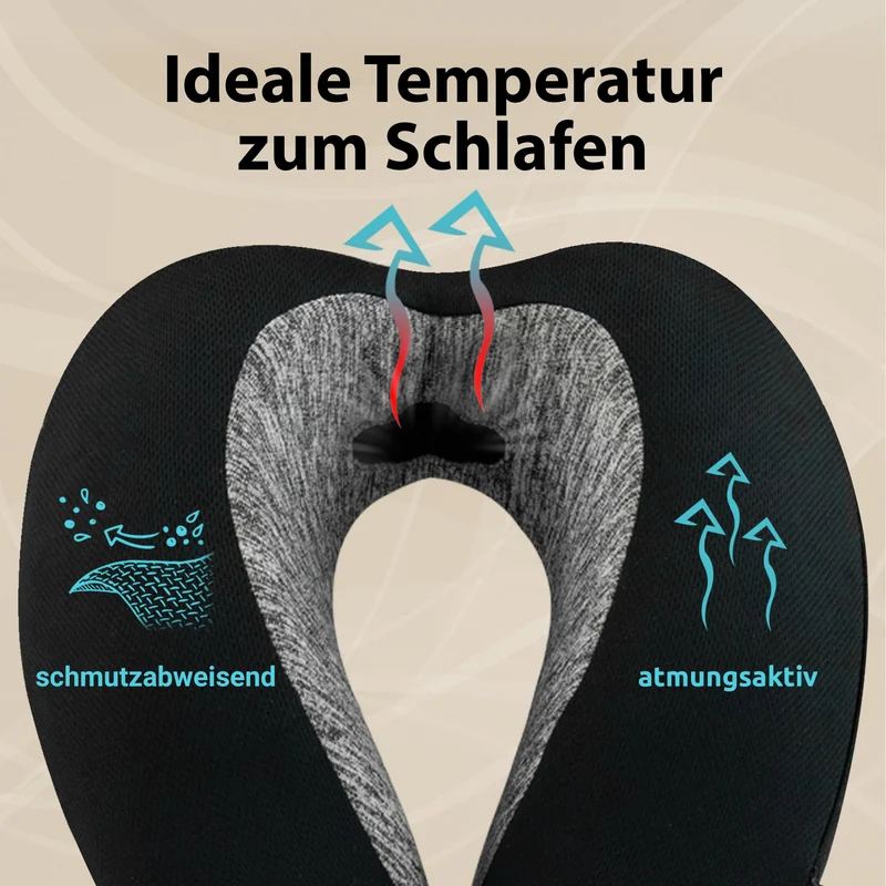 Bequemer Neck Cushion Flugzeug & Auto Reisekissen Memory Foam mit schlankem Rücken und waschbarer Abdeckung (Velvet Soft & Breathable) - Neck Cushion Adults Grey