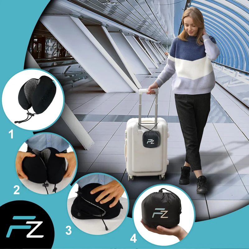 Bequemer Neck Cushion Flugzeug & Auto Reisekissen Memory Foam mit schlankem Rücken und waschbarer Abdeckung (Velvet Soft & Breathable) - Neck Cushion Adults Grey