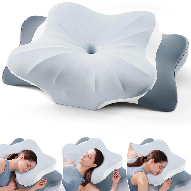 Memory Schaumkissen, ergonomisches Halskissen, Seitenschläferkissen für Seiten, Rücken- und Magenschläfer