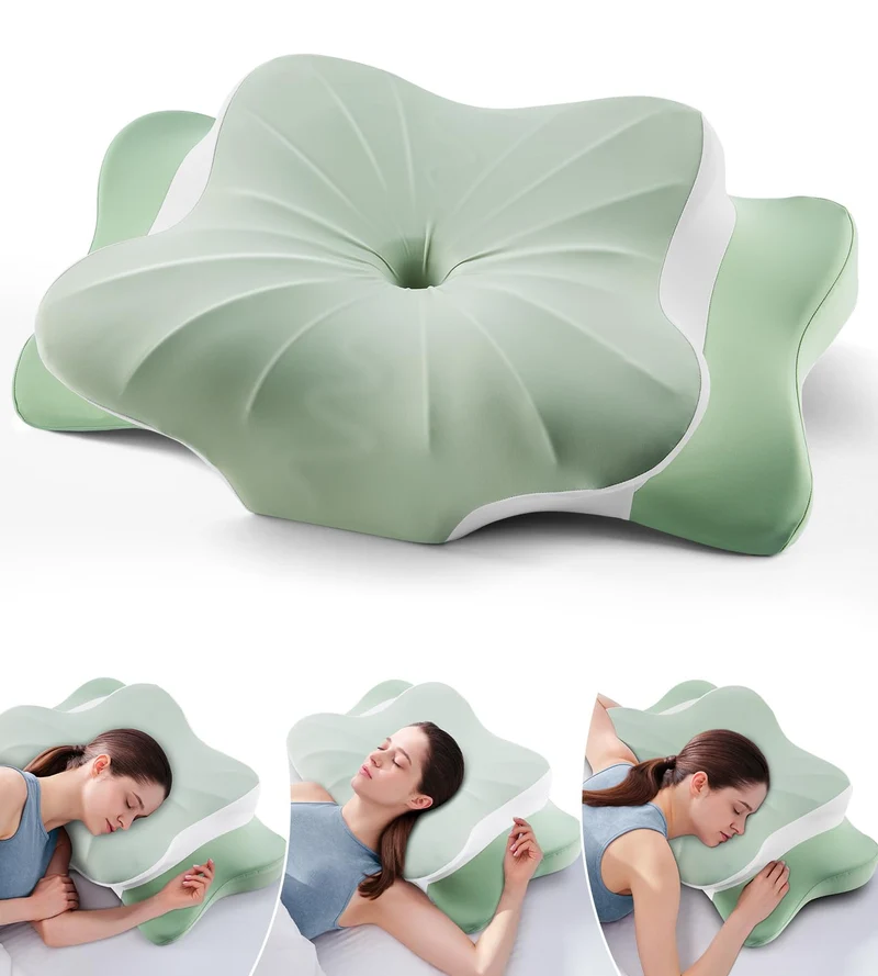 Memory Schaumkissen, ergonomisches Halskissen, Seitenschläferkissen für Seiten, Rücken- und Magenschläfer