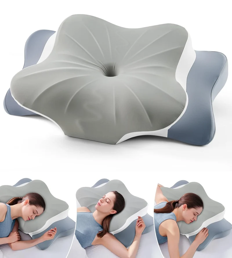 Memory Schaumkissen, ergonomisches Halskissen, Seitenschläferkissen für Seiten, Rücken- und Magenschläfer