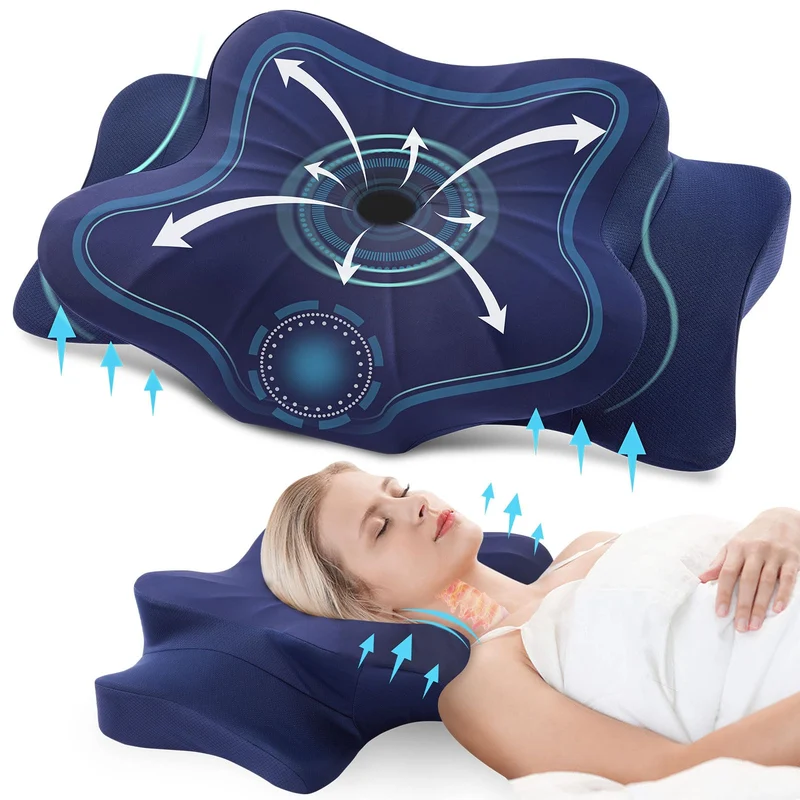 Memory Schaumkissen, ergonomisches Halskissen, Seitenschläferkissen für Seiten, Rücken- und Magenschläfer