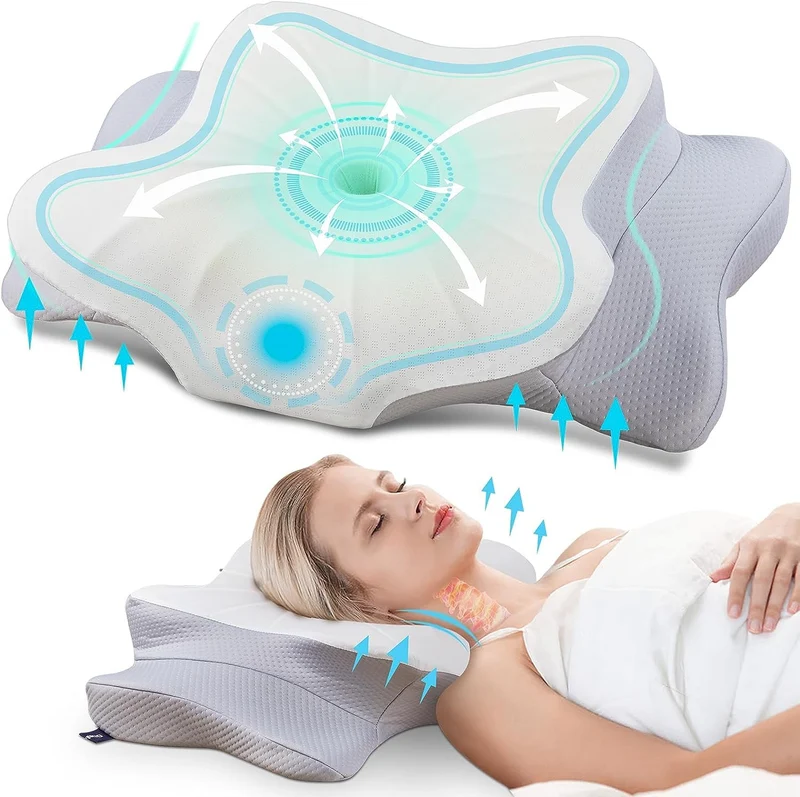 Memory Schaumkissen, ergonomisches Halskissen, Seitenschläferkissen für Seiten, Rücken- und Magenschläfer