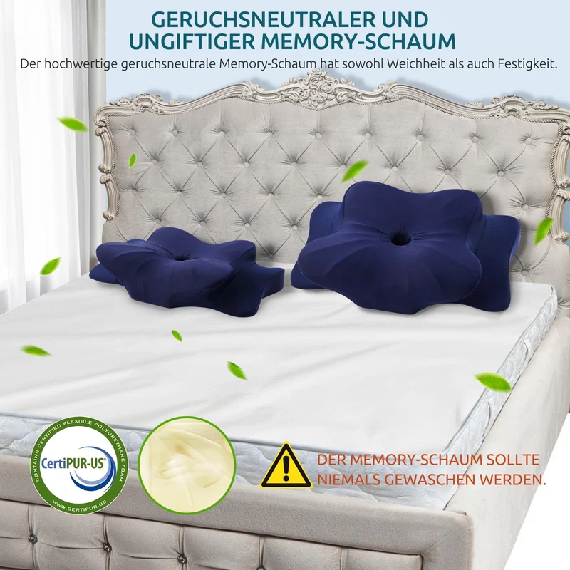 Memory Schaumkissen, ergonomisches Halskissen, Seitenschläferkissen für Seiten, Rücken- und Magenschläfer