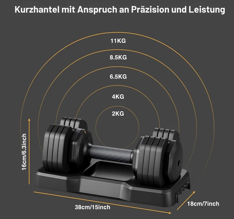 Körperdoc - Verstellbare Hanteln, 2-11KG mit 5 Gewichtsstufen, 2er-Set Premium