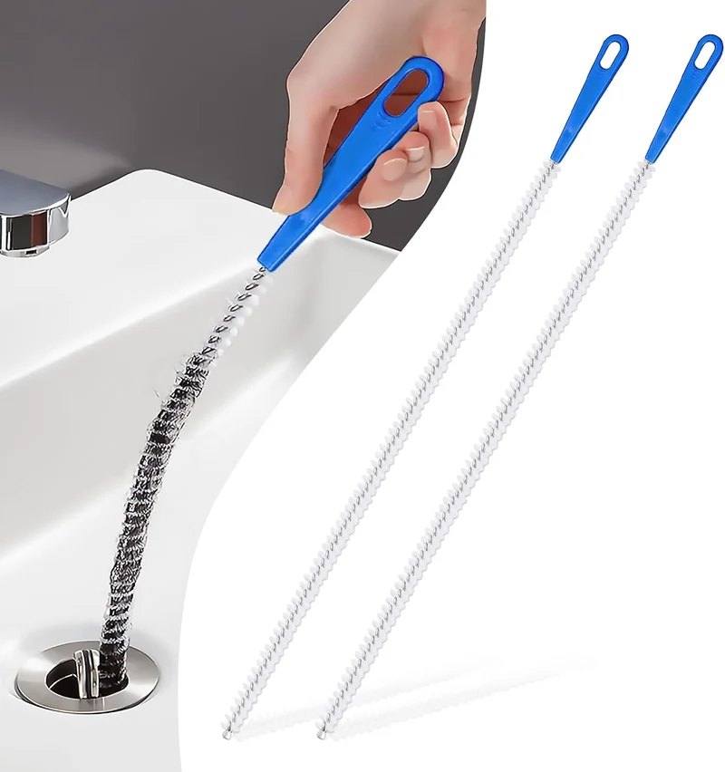 Abflussreiniger Spirale,Doppelkopf-Rohrreinigungsbürste Edelstahl-Kanalreiniger,Abflussreiniger Sticks, Abfluss Bürste,Flexible Reinigungsbürste für den Abfluss in Küche und Dusche