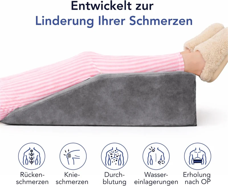 Venenkissen Beinhochlagerungskissen - Lagerungskissen Erwachsene Beinauflage Atmungsaktiv Waschbar Hypoallergen - Beinkissen Made in EU