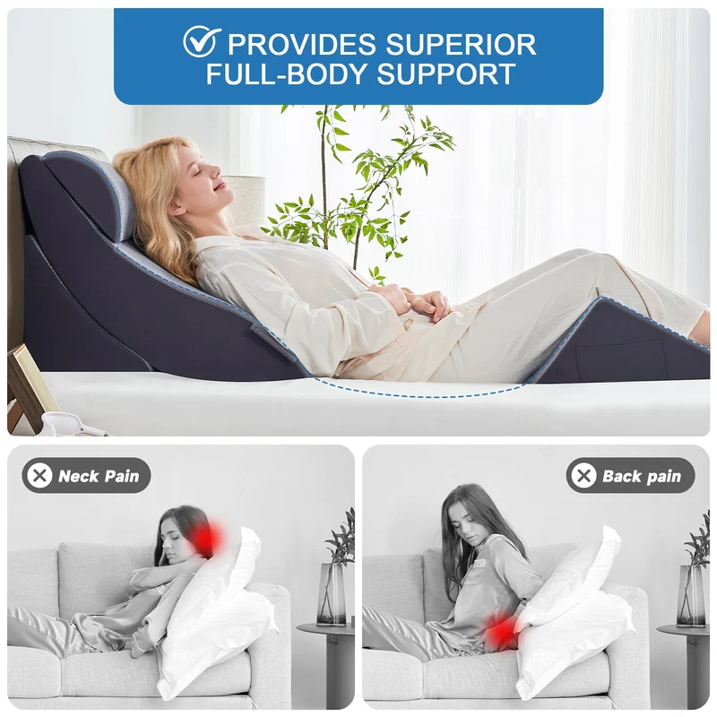 Orthopädische Bett Keil Kissen Set für das Schlafen, Post Chirurgie Schaum Kissen für Körper, Rücken und Beine Schmerzlinderung, Dreieck justierbare Stützkissen mit Säure Reflux Schlafkissen Weiß