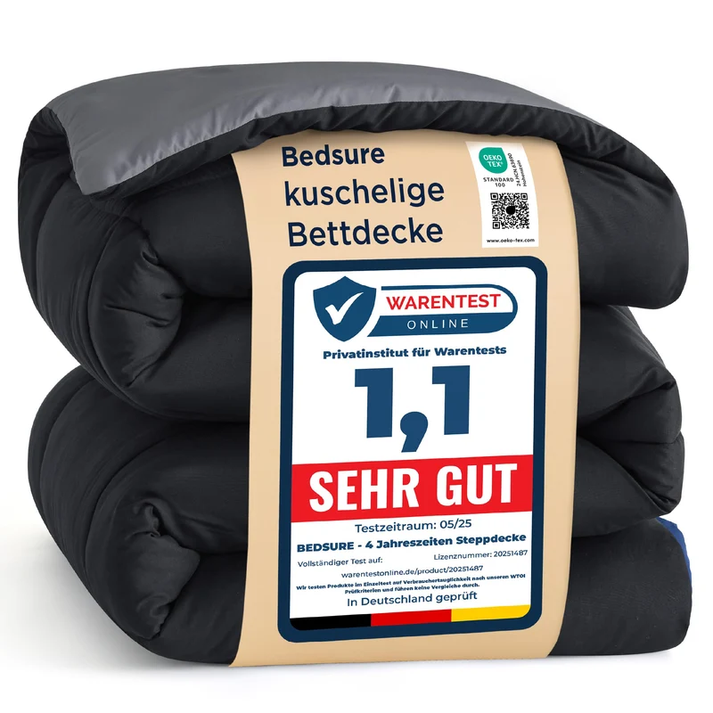 BEDSURE Bettdecke Ohne - Bettdecke für Allergiker, Warm & Gemütlich Ganzjahresdecke 300GSM Füllung, Waschbare Duvet für 4 Jahreszeiten, Grau/Hellgrau