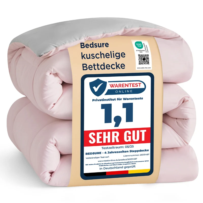 BEDSURE Bettdecke Ohne - Bettdecke für Allergiker, Warm & Gemütlich Ganzjahresdecke 300GSM Füllung, Waschbare Duvet für 4 Jahreszeiten, Grau/Hellgrau