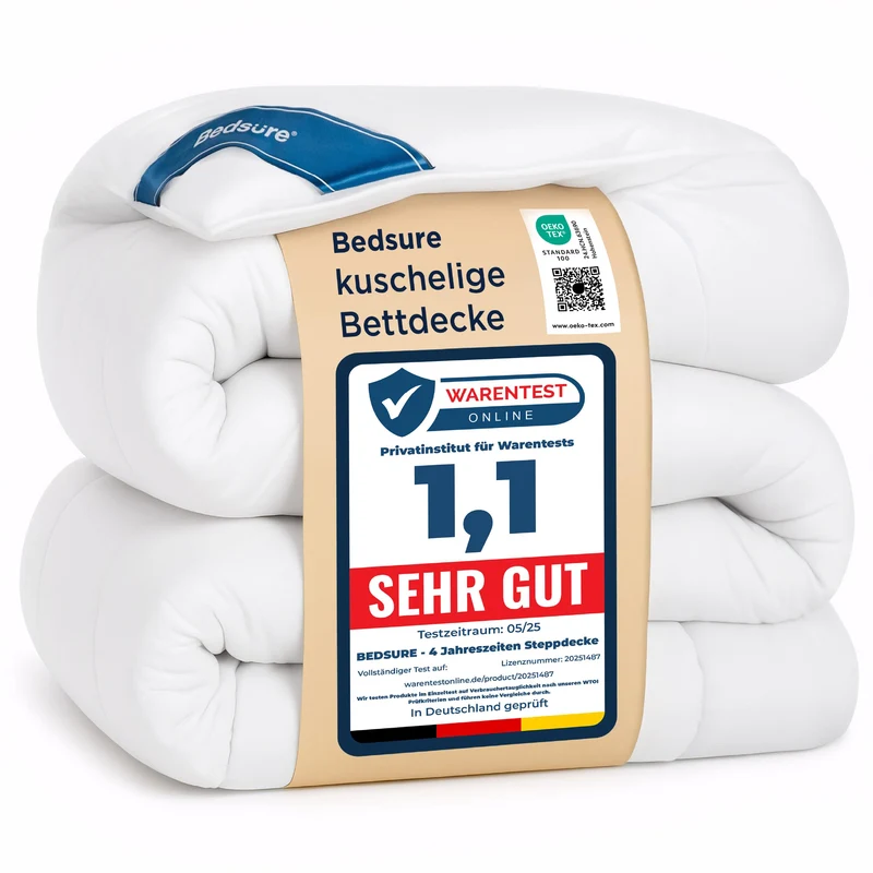 BEDSURE Bettdecke Ohne - Bettdecke für Allergiker, Warm & Gemütlich Ganzjahresdecke 300GSM Füllung, Waschbare Duvet für 4 Jahreszeiten, Grau/Hellgrau