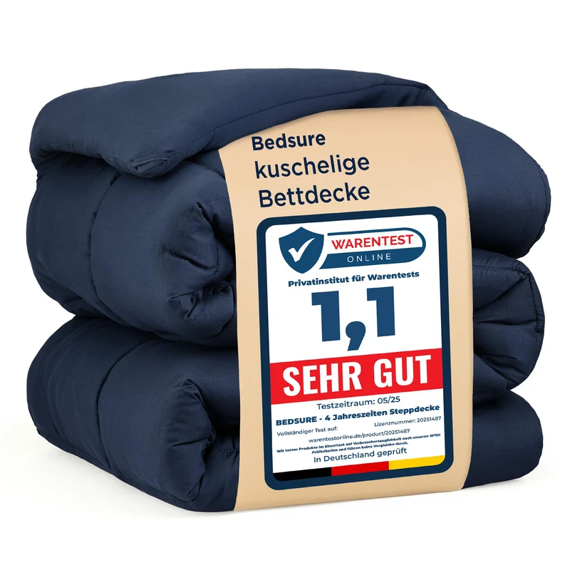 BEDSURE Bettdecke Ohne - Bettdecke für Allergiker, Warm & Gemütlich Ganzjahresdecke 300GSM Füllung, Waschbare Duvet für 4 Jahreszeiten, Grau/Hellgrau