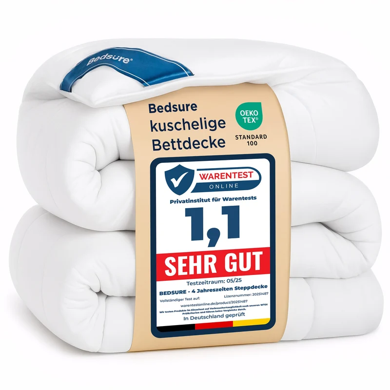 BEDSURE Bettdecke Ohne - Bettdecke für Allergiker, Warm & Gemütlich Ganzjahresdecke 300GSM Füllung, Waschbare Duvet für 4 Jahreszeiten, Grau/Hellgrau