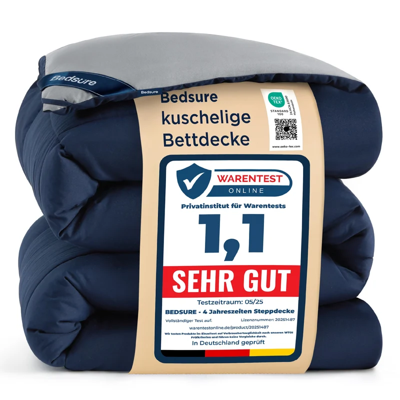 BEDSURE Bettdecke Ohne - Bettdecke für Allergiker, Warm & Gemütlich Ganzjahresdecke 300GSM Füllung, Waschbare Duvet für 4 Jahreszeiten, Grau/Hellgrau