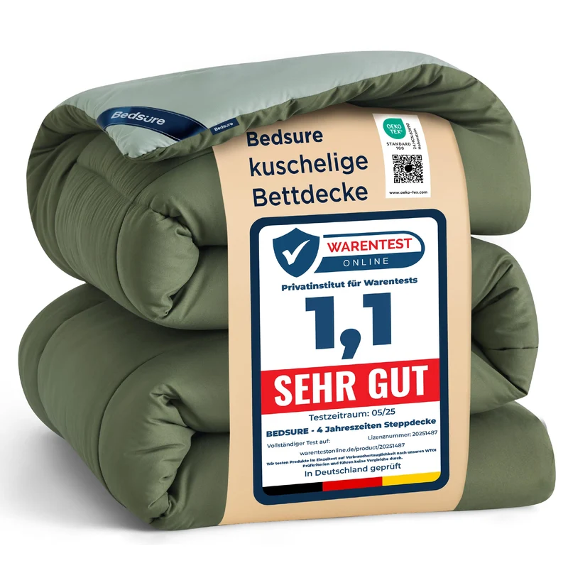 BEDSURE Bettdecke Ohne - Bettdecke für Allergiker, Warm & Gemütlich Ganzjahresdecke 300GSM Füllung, Waschbare Duvet für 4 Jahreszeiten, Grau/Hellgrau