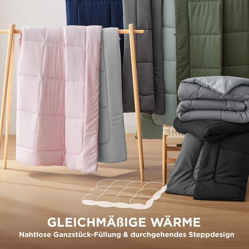 BEDSURE Bettdecke Ohne - Bettdecke für Allergiker, Warm & Gemütlich Ganzjahresdecke 300GSM Füllung, Waschbare Duvet für 4 Jahreszeiten, Grau/Hellgrau