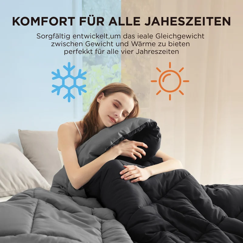 BEDSURE Bettdecke Ohne - Bettdecke für Allergiker, Warm & Gemütlich Ganzjahresdecke 300GSM Füllung, Waschbare Duvet für 4 Jahreszeiten, Grau/Hellgrau