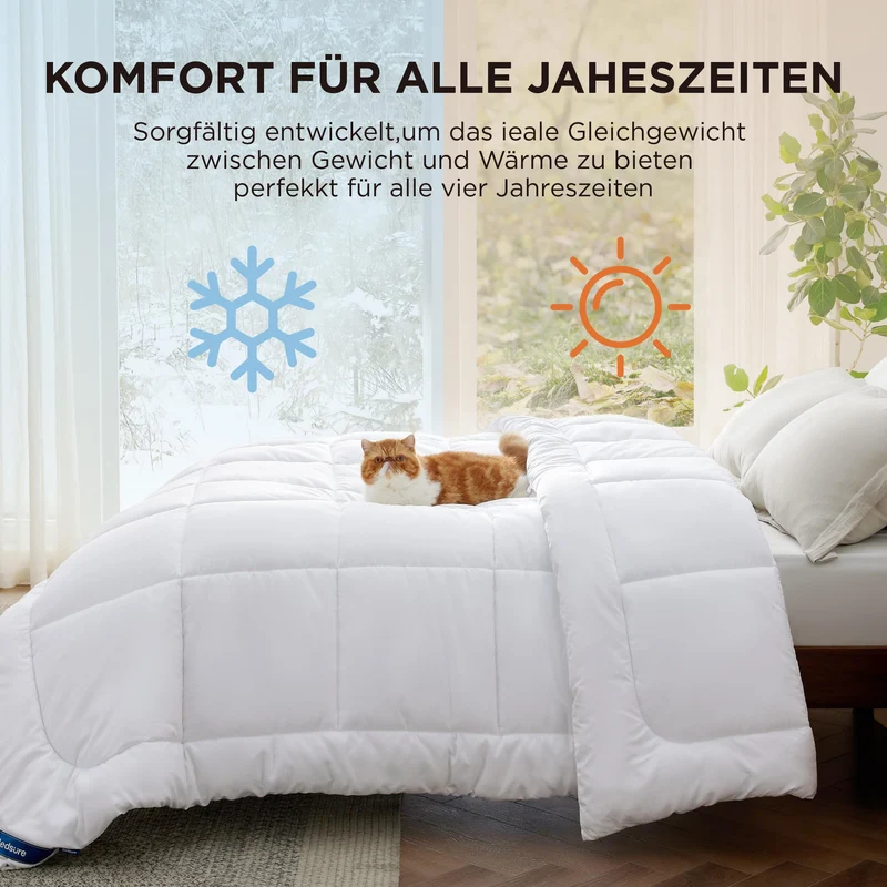 BEDSURE Bettdecke Ohne - Bettdecke für Allergiker, Warm & Gemütlich Ganzjahresdecke 300GSM Füllung, Waschbare Duvet für 4 Jahreszeiten, Grau/Hellgrau