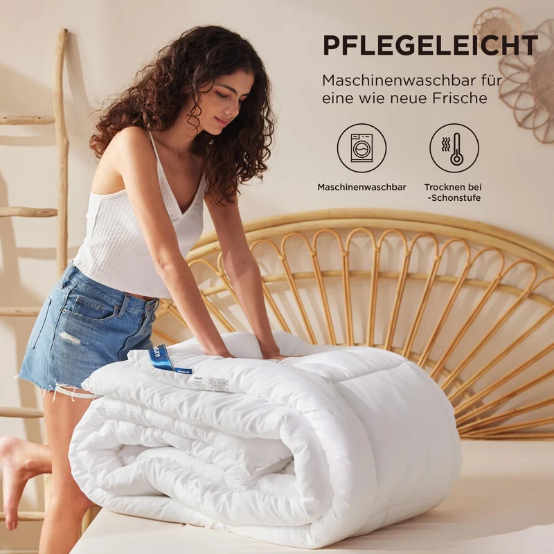 BEDSURE Bettdecke Ohne - Bettdecke für Allergiker, Warm & Gemütlich Ganzjahresdecke 300GSM Füllung, Waschbare Duvet für 4 Jahreszeiten, Grau/Hellgrau