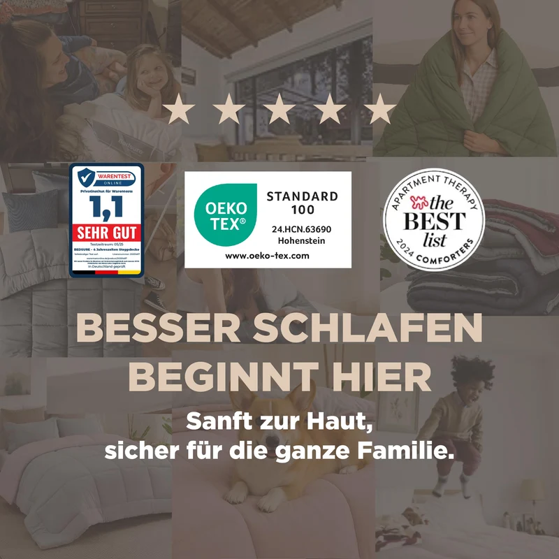 BEDSURE Bettdecke Ohne - Bettdecke für Allergiker, Warm & Gemütlich Ganzjahresdecke 300GSM Füllung, Waschbare Duvet für 4 Jahreszeiten, Grau/Hellgrau