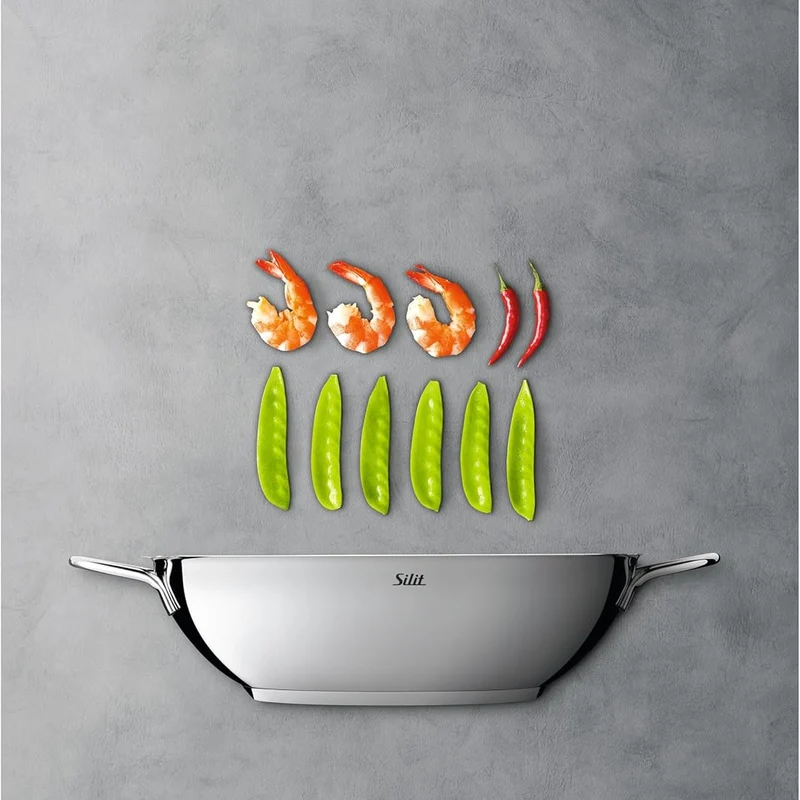 Edelstahl Wok für Induktion Geschirrspüler Safe Diameter 32 cm / NEU & OVP!