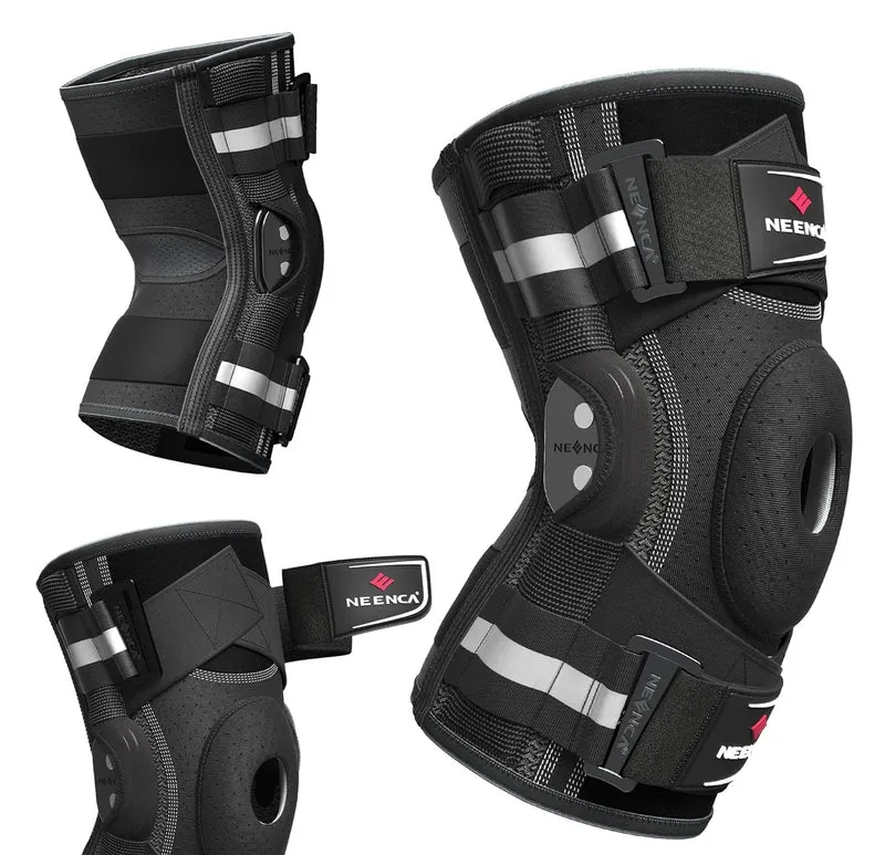 Kniebandage gegen Knieschmerzen, Kniestütze mit Scharnier und patentiertem X-Strap Befestigungssystem, starke Stabilität zur Schmerzlinderung, bei Arthritis, Meniskusriss, ACL, PCL, MCL