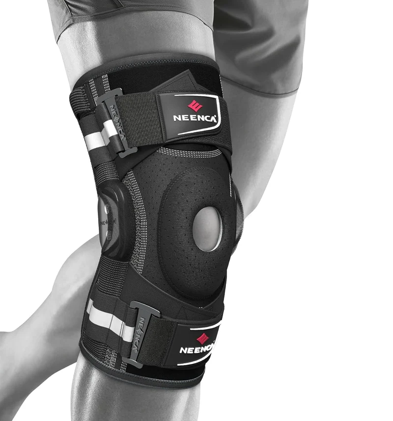 Kniebandage gegen Knieschmerzen, Kniestütze mit Scharnier und patentiertem X-Strap Befestigungssystem, starke Stabilität zur Schmerzlinderung, bei Arthritis, Meniskusriss, ACL, PCL, MCL