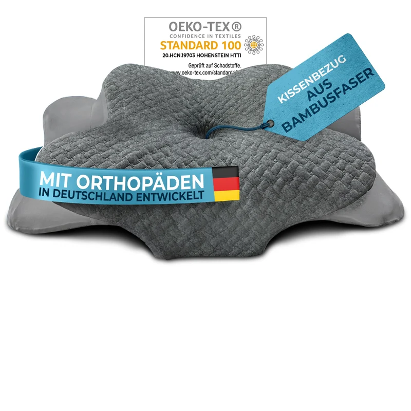 Orthopädisches Kissen (Zertifiziert für alle Schlaftypen) Kopfkissen Nackenschmerzen aus Memory Foam | Nackenstützkissen Ergonomisches Kopf-Kissen Seitenschläferkissen