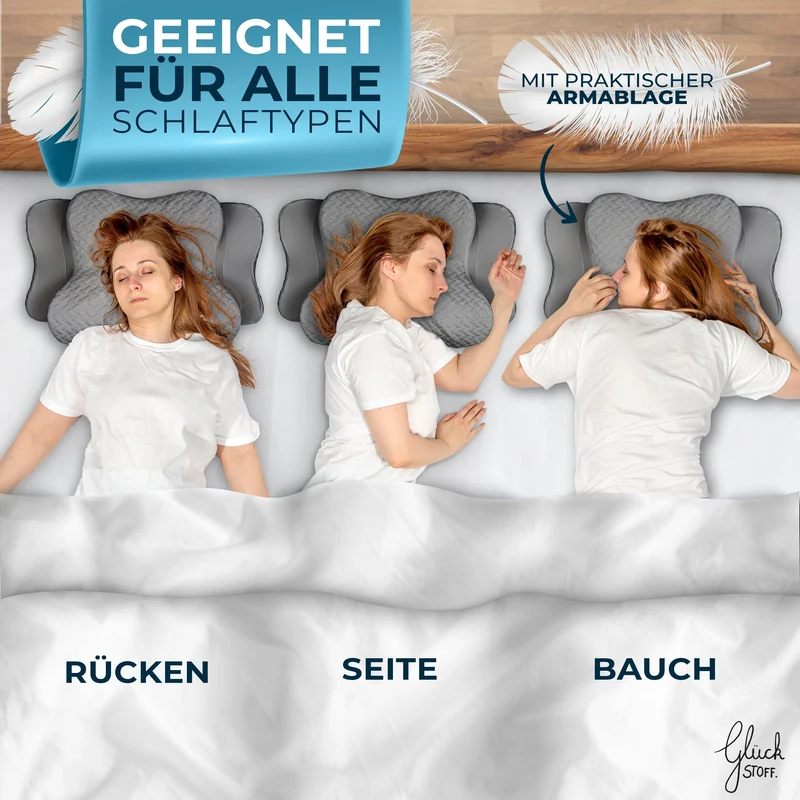 Orthopädisches Kissen (Zertifiziert für alle Schlaftypen) Kopfkissen Nackenschmerzen aus Memory Foam | Nackenstützkissen Ergonomisches Kopf-Kissen Seitenschläferkissen