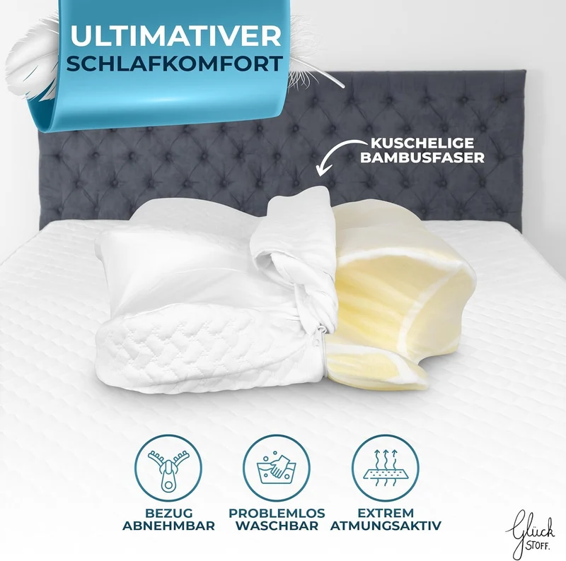 Orthopädisches Kissen (Zertifiziert für alle Schlaftypen) Kopfkissen Nackenschmerzen aus Memory Foam | Nackenstützkissen Ergonomisches Kopf-Kissen Seitenschläferkissen
