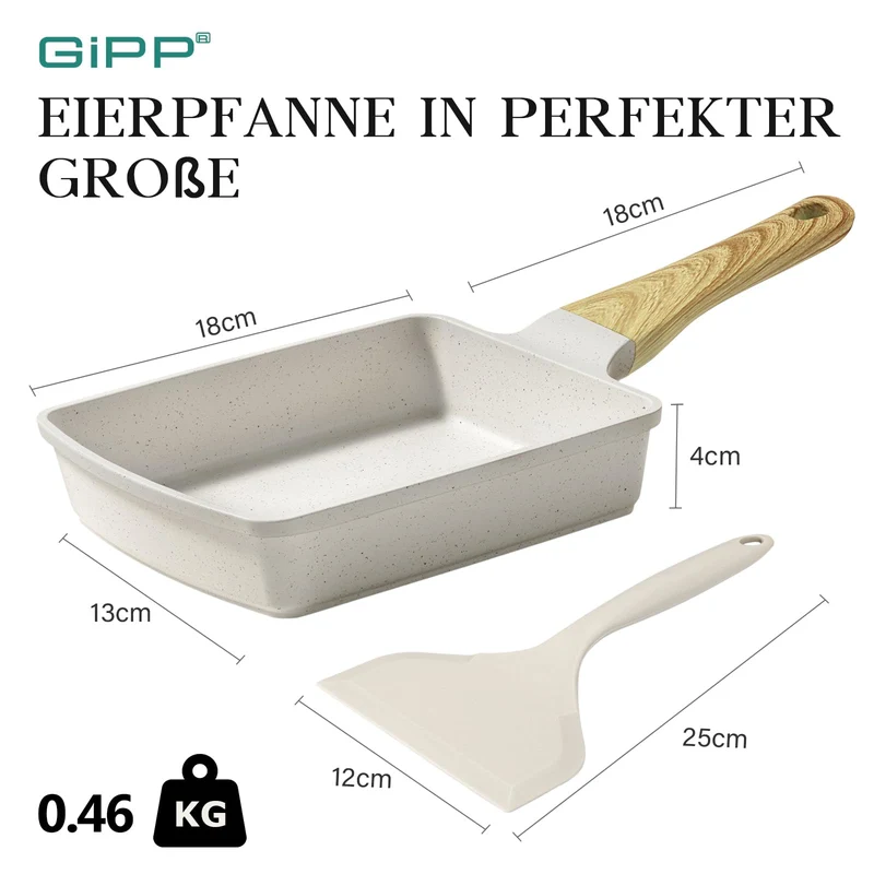Spiegeleipfanne, 3-Loch Omlettenpfanne, Granit-Antihaftbeschichtung, PFOS/PFOA-Frei Eierpfanne für Gebratenes Frühstück/Eier/Wurst/Speck, Weiß