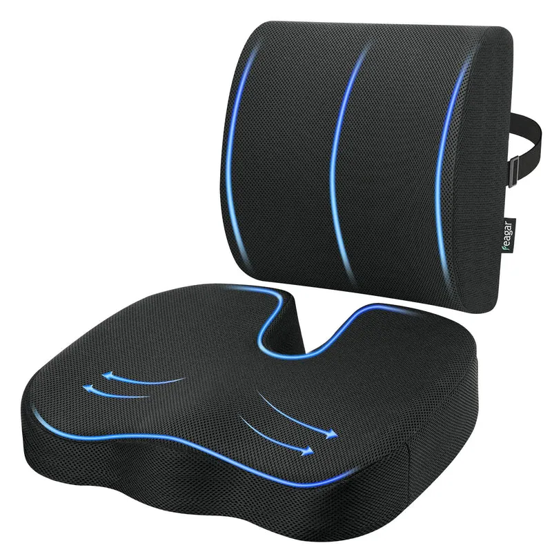 Sitzkissen, Orthopädisches Sitzkissen aus Memory Foam, Ergonomisches Sitzkissen für Bürostuhl /Autositz / Steissbeinkissen Stuhlkissen Sitzkissen Outdoor Zuhause, Schwarz